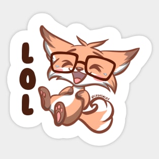 Cute Kawaii Nerd Fox lol laughing Sticker